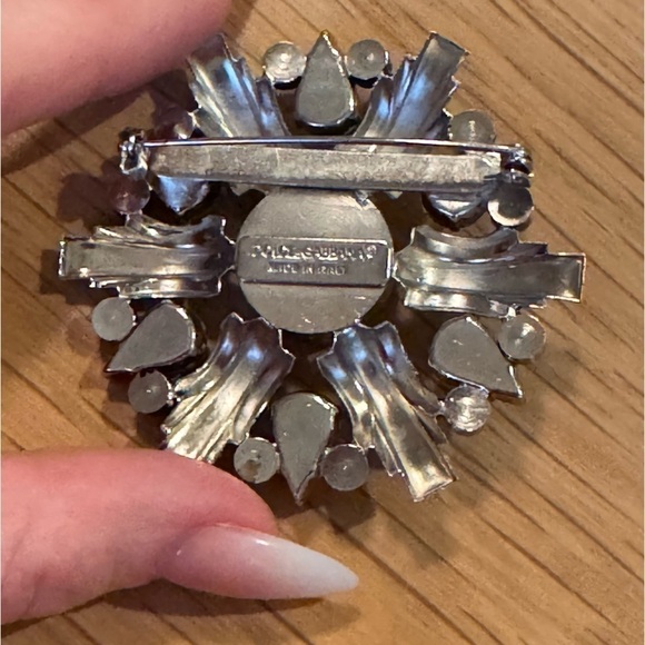 DOLCE & GABBANA Silver and Crystal Brooch Pin - Picture 6 of 6